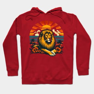 Majestic Lion Sunset Retreat - Tropical Paradise Hoodie